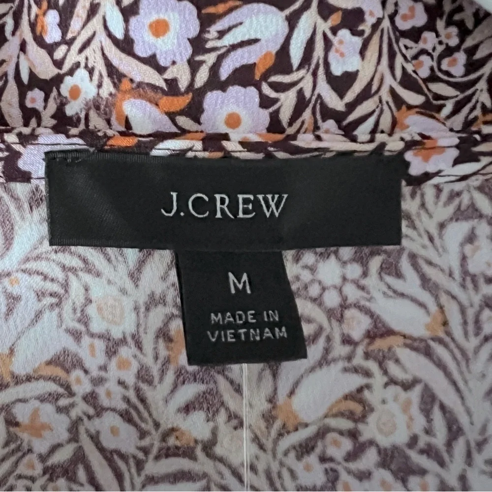 J. Crew Puff-Sleeve Satin Back Crepe Top Floral Flourish Blouse BL008 Fall 22